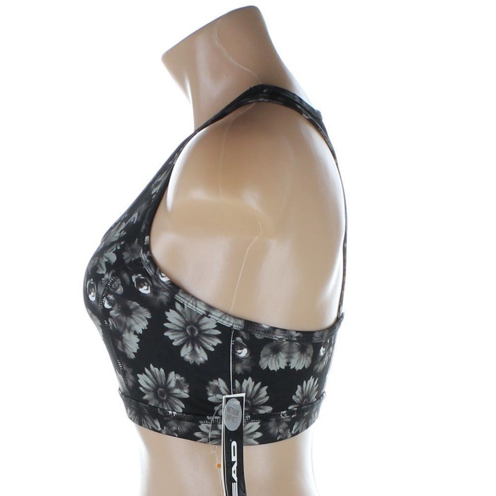 HEAD Intimates Black Floral Medium Impact Sports Bra - Size Medium NWT - Picture 4 of 10